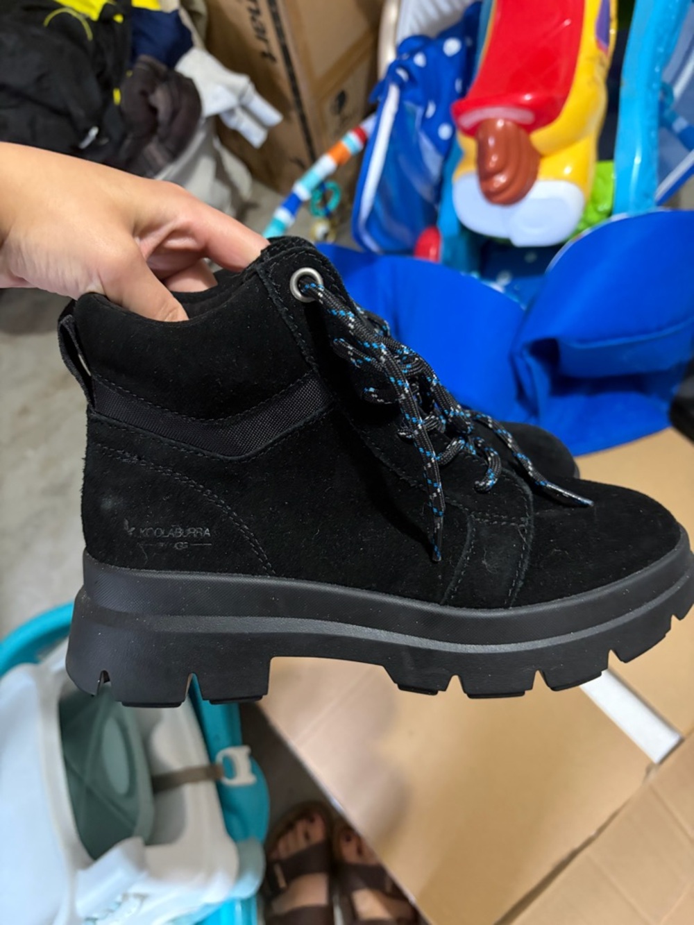 Koolaburra Women Black Suede Lace-Up Platform Boots